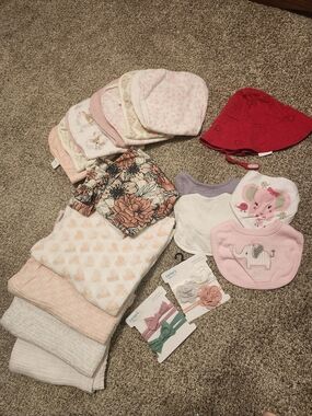 Carter's Pink Elephant Bib and Baby Accessories Set